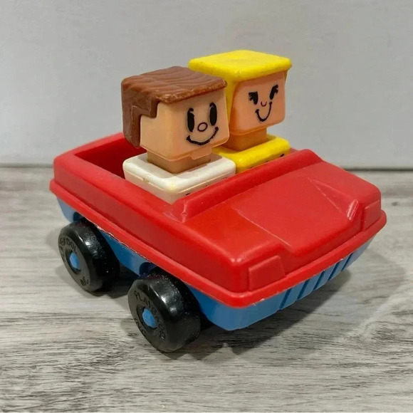 Other - Vintage 1974 Playskool Blockhead People Toys Car With 2 Figures